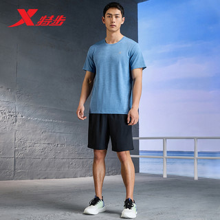 XTEP 特步 男款套装运动速干训练服短裤透气圆领男子夏季跑步休闲运动服