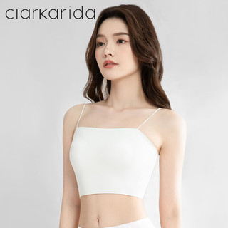 Clarkarida新品内衣女背心女士文胸聚拢小胸无痕美背胸罩夏季薄款运动吊带 白色 S(80-100斤)