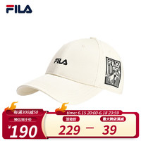 FILA 斐乐官方棒球帽中性2023春季新款时尚休闲鸭舌帽运动遮阳帽 荞白卡其-LK XS