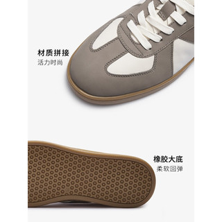莱尔斯丹2023夏季新款时尚休闲低帮系带舒适板鞋男鞋德训鞋4MM70201 白色+灰色 GYL 40