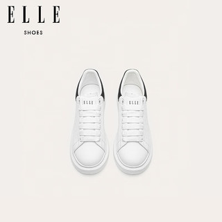 ELLE小白鞋女小个子厚底显高2023夏季新款板鞋增高休闲鞋 白色0001（跟高4.6cm） 34标准码