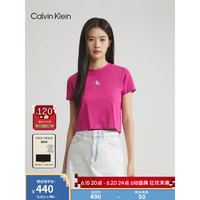 Calvin Klein Jeans23春夏新款女士时尚重叠印花短袖T恤J221607 VCS-玫瑰紫 S