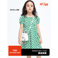 little MO&Co.little moco童装23夏装新款女童棋盘格泡泡短袖连衣裙KBC2DRS041 绿白格 130/60