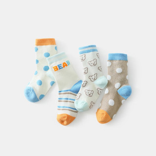 齐齐熊（ciciibear）婴儿袜子夏季男童薄款网眼袜透气2023宝宝中筒袜 米色波点 12-36M