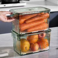 纳川厨房冰箱收纳盒水果蔬菜鸡蛋保鲜盒分装冷冻食品专用密封储物盒 透明绿-2个装