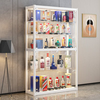 蔻丝（ColesHome）玻璃小酒柜展示柜客厅靠墙家用红酒柜储物柜一体 100*40*180 黄色灯