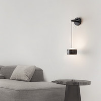 灯宴壁灯床头灯全铜led卧室灯轻奢现代简约客厅背景墙灯创意吊线灯具 铜擦黑-三色光/6+6瓦