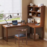 聚林鸟实木转角书桌书架一体桌拐角台式电脑桌家用卧室办公桌学生学习桌 右转角桌 180*140*75cm