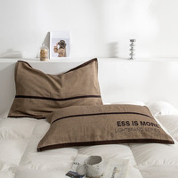 mufan 沐凡 纯棉枕巾 纱布新款复古潮吸汗枕头巾五层纱布全棉透气家用枕巾 简咖色 52