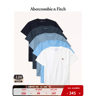 ABERCROMBIE & FITCH男装套装 5件装经典美式宽松简约百搭圆领短袖T恤 326871-1 海军蓝 XL (180/116A)