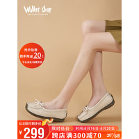 Walker Shop奥卡索女鞋平底牛皮蜗牛鞋女软底妈妈鞋一脚蹬乐福豆豆鞋V131166