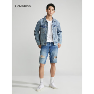 Calvin Klein Jeans23春夏新款男士潮流破洞简约贴片纯棉牛仔短裤J322791 1AA-牛仔蓝 34