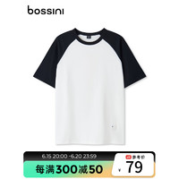 堡狮龙（bossini）bossini男款夏季新品美式休闲宽松简约撞色插肩袖短袖T恤 6000黑/白 S
