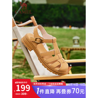 骆驼（CAMEL）女鞋 猪笼鞋经典厚底粗跟包头凉鞋女罗马凉鞋 L23M076043驼色 40