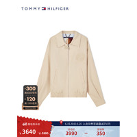 TOMMY HILFIGER23新款女装时尚徽章贴布拉链翻领宽松单夹克外套38659 浅卡其色ACI XS