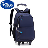 迪士尼（Disney）大容量跨境新款拉杆书包小学生男大容量可爬梯拆卸双肩包一件 蓝色两轮