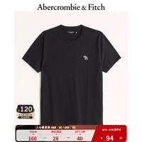 ABERCROMBIE & FITCH男装 美式休闲宽松活力经典刺绣圆领短袖T恤 326010-1 黑色 L (180/108A)