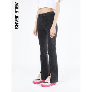 ABLE JEANS 2023夏季新款前开叉高腰显瘦牛仔裤喇叭裤女 水洗古黑 27