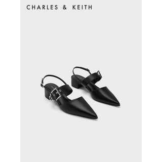 CHARLES&KEITH23夏季新品CK1-60920338时尚宽绊带粗跟凉鞋女 Black黑色 41