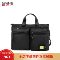 新秀丽（Samsonite）多功能托特包大容量黑色单肩包时尚潮流斜挎包QR6 黑色