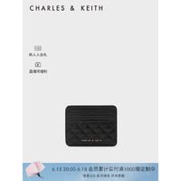 CHARLES&KEITH23夏季新品CK6-50680926-2时尚格纹柔软迷你卡包女 Black黑色 XXS