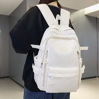IRD双肩包男款韩版简约高中大学生书包女新款休闲旅行背包男士电脑包 白色