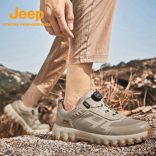 Jeep吉普23春季耐磨登山鞋透气户外徒步鞋耐磨防滑休闲运动鞋 沙色 39