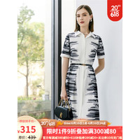 颜域（YANYEE）豹纹衬衫连衣裙女夏装2023新款时尚优雅短袖干练气质职场裙子 黑白色 M/38