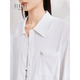 菲妮迪品牌防晒服衬衫2023年夏季新款凉感冰丝防紫外线轻薄上衣女 白色 S