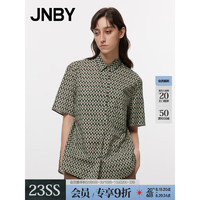 江南布衣（JNBY）JNBY/江南布衣23夏新品衬衫印花女宽松短袖5N6210850 097/黑绿系组合 XS