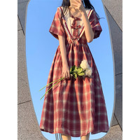 与欣（YUXIN）学院风连衣裙学生少女2023新款夏天裙子高中学生日系jk制服长裙子 山楂树莓 均码