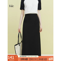 范思蓝恩23FS12365/12483 黑色直筒半身裙女夏季百搭气质显瘦长裙 黑色长款 XS