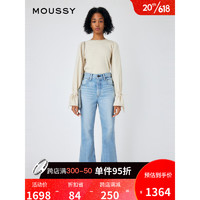 moussy 2023春季新款水洗抓纹气质微喇休闲牛仔裤女010GSA12-1660 111浅蓝色 10024/XS