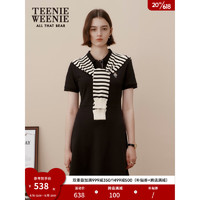 Teenie Weenie小熊可拆卸披肩式针织POLO裙连衣裙时髦休闲女夏 黑色 155/XS