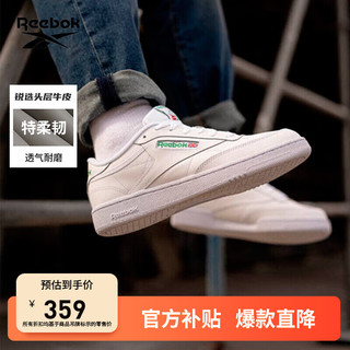 移动端：Reebok 锐步 Club C 85 中性运动板鞋 AR0456 白/绿 42