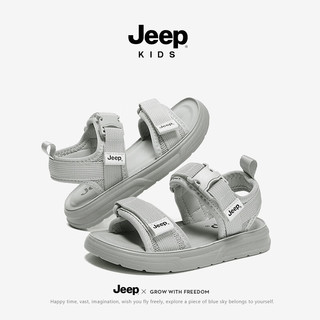 Jeep凉鞋儿童运动夏款夏季2023新款中大童软底防滑男孩男童沙滩鞋 深灰色 31码 鞋内长约19.8cm