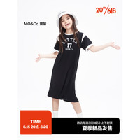 little MO&Co.抑菌 little moco童装23夏装新款女童休闲短袖连衣裙KBC2DRS054 黑色 110/56
