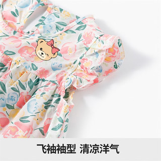 Classic Teddy精典泰迪女童套装儿童无袖短裤两件套中小童装夏季薄款衣服夏装新 泰迪清新碎花套粉色花卉 110