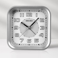 SEIKO 精工 日本精工时钟时尚现代简约方形贪睡夜灯夜光功能儿童石英闹钟