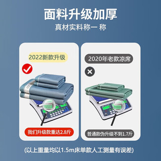 雅鹿凉席冰丝席夏天可水洗软席子夏季可折叠透气空调席单双人冰藤凉席 A类凉感碳光席-小熊款/深蓝 2.0m床