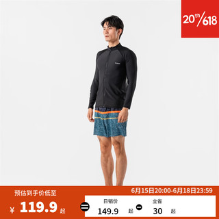 迪卡侬（DECATHLON）泳衣女分体潜水服水母衣遮肚显瘦温泉游泳海边冲浪防晒SBT 黑色上衣-男 XL