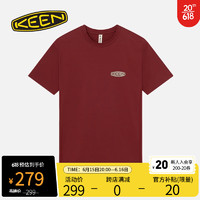 keen官方  新品HARVEST TECH TEE C&B LOGO户外休闲舒适百搭T恤 梅洛酒红/灰褐色-1028205 XL