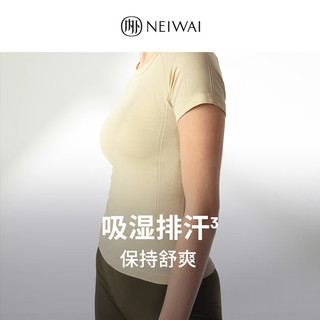 NEIWAI ACTIVE无缝修身运动T恤抑菌吸湿排汗运动女日常健身跑步 棕榈绿 XL