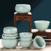 天青色汝窑茶杯开片可养主人杯陶瓷单杯功夫茶具家用茶盏小号杯子