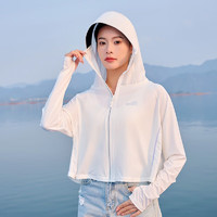 上海故事夏季黑胶帽檐透气防晒衣女 透气清凉遮阳外套 白色