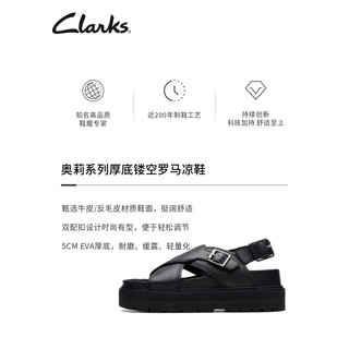 Clarks其乐奥莉系列女鞋2023春夏新款舒适罗马凉鞋厚底沙滩凉鞋女 黑色 261710314 40