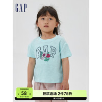 Gap 盖璞 女幼童夏季2023新款LOGO短袖T恤536554儿童装运动可爱上衣 浅蓝色