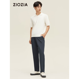 ZIOZIA短袖针织衫男士翻领夏季新品时尚休闲纯色修身ZEQC2X06 白色 90/S/165