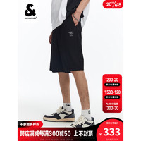 杰克·琼斯（JACK&JONES）男装时尚高街潮流百搭立体字母刺绣华夫格休闲短裤22329F069 黑色 170/76A/SR