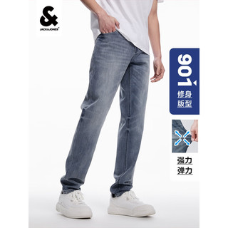 杰克·琼斯（JACK&JONES）杰克琼斯时尚潮流修身版型纽扣腰头拉链门襟牛仔裤 蓝色 180/86A/LRW